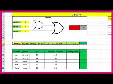 OR Gate 3 input in EXCEL