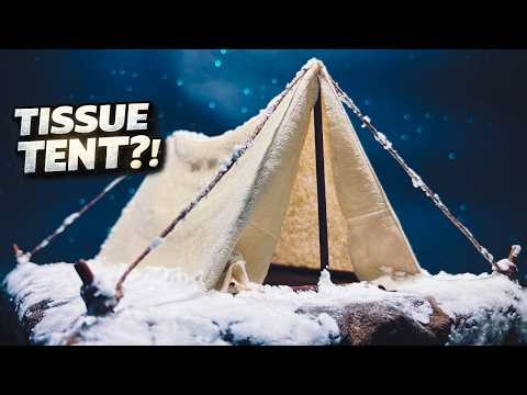 I Built a Realistic Mini Snow Tent Using Only Tissues ⛺ | DIY Diorama