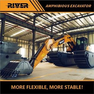 [Hot Item] Swamp Marsh Bulldozer Buggy Amphibious Excavator with Backhoe Floating Pontoon Dredging Wetland Long Reach Arm Undercarriage