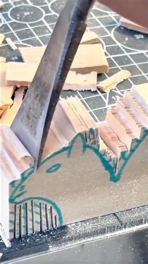 Intricate Wood Carving Using Chisel Tool to Shape Detailed Animal Design