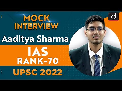 Aaditya Sharma, Rank 70 | UPSC CSE 2022 | English Medium | Mock Interview | Drishti IAS English