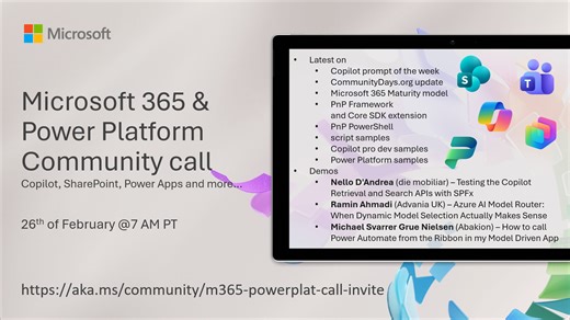 Microsoft 365 & Power Platform Community call | Microsoft Community Hub