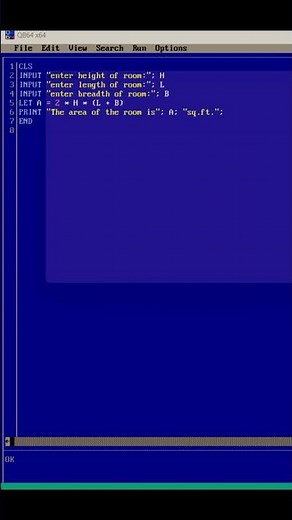 Learn QBASIC Programming with this Simple Example | Area of Four Walls of a Room| QBASIC Tutorial