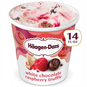 Haagen Dazs White Chocolate Raspberry Truffle Ice Cream, Gluten Free, Kosher, 14 oz