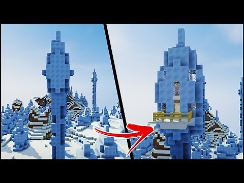 Minecraft: HOW TO BUILD AN ICE SPIKE HOUSE - LIVE INSIDE AN ICE SPIKE - Easy Tutorial