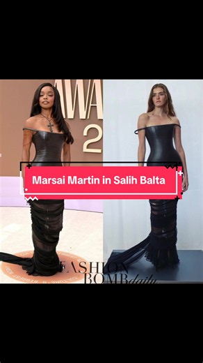 @marsaimartin attended the 2026 BET Awards wearing a @salihbalta FW26 RTW black off-shoulder leather corset gown with a sheer ruched skirt and dramatic train. Hot! Or Hmm..? 🎥 @Just Chaz #marsaimartin #marsaimartinfbd #marsaimartinstyle #salihbalta #fashionbombdaily