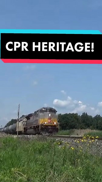 CP Train with heritage unit leading and a loud horn! #fast #fyp #trains #train #railfanphotography #railfan #cptrain #cprail