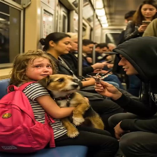 A little girl and her dog were lost in a packed subway when a hooded stranger dressed in black walked up to them — what happened next left everyone speechless It was a busy afternoon in New York City — one of those restless weekdays when the city never seemed to slow down. Commuters flooded the underground tunnels, hurrying between platforms with phones in hand and coffee cups half-empty. The screech of metal against metal filled the air, echoing through the concrete corridors. Amid the rush, a 