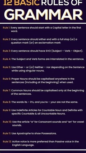 12 basic grammar rules