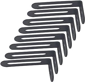 Carrittons 8 Pcs Black Slotted L Bracket, Corner Braces Steel L Bracket Heavy Duty Joint Right Angle Shelf Support Corner Braces for Shelves (50*24*12mm/1.96*0.94*0.47 inch)