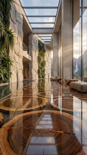 Tiny Living Designs on Instagram: "This Luxury Atrium Will Blow Your Mind! #LuxuryAtrium #EpoxyFloor #WoodInlays #ModernArchitecture #GlassWalls #VerticalGreenery #HighEndDesign #ArchitecturalLuxury #InteriorElegance Luxury atrium #LuxuryInteriors #ImmersiveDesign"