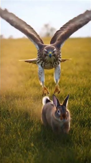 Hawk vs Rabbit 🦅🐇 | Speed Hunt Battle #shrots #animalfight