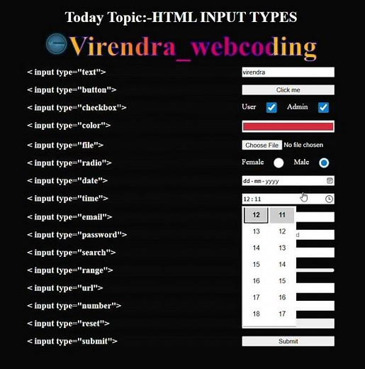 All HTML Input Types Explained | Forms Complete Guide | Web Development Basics #codingshorts #coding