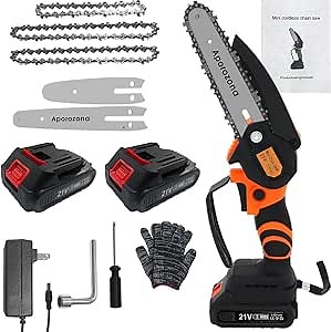 Mini Chainsaw Cordless, Replacement Electric Chainsaw for Makita XCU14Z Pruning Saw 6 Inch /4 Inch 2-in-1 Portable handheld Chain Saw W/Safety Lock + 2Pcs Battery for Dewalt Brushless chainsaw