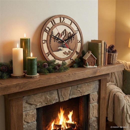 Mountain Forest Wooden Wall Clock: Rustic Cabin Decor - Etsy