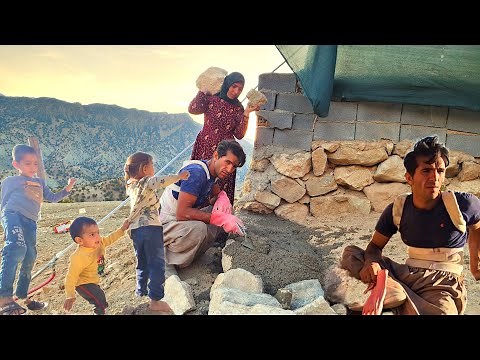 Building the wall of the castle yard in the nomadic village of Iran