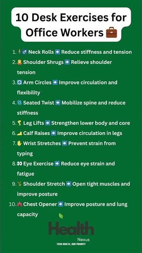 Boost Energy & Reduce Pain 10 Desk Exercises Every Office Worker Should Do 💼