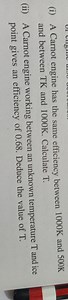 (i) A Carnot engine has the same efficiency between 1000 K and ... | Filo