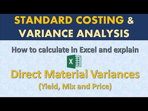 Direct Material Usage (yield, mix) & price variance in Excel