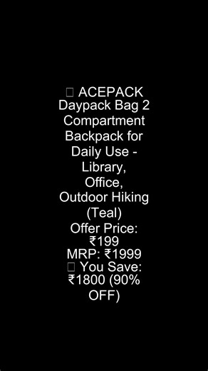 ACEPACK Daypack Bag 2 Compartment Backpack for Daily Use - Library, Office, Outdoor Hiking (Teal)...