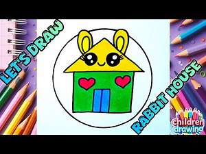 How to Draw a cute rabbit house