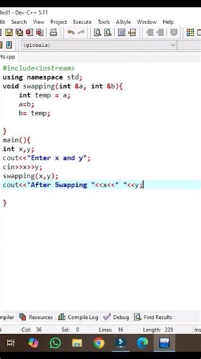 SWAPPING OF TWO NUMBERS USING FUNCTION