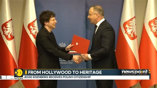1K views | Jesse Eisenberg officially becomes a Polish citizen Poland's president, Andrzej Duda, honoured the actor with citizenship during his visit to the US Rahesha Sehgal tells you more | WION | Facebook