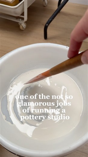 Not so glamorous job of running a Pottery Studio… sieving glazes 😅 #pottery #artist #glaze