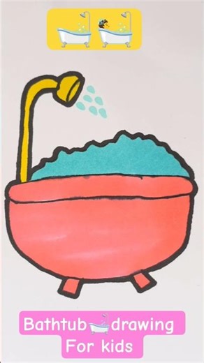 Bath Tub 🛁 Easy Drawing For Kids #bathtub #shower #trending #shorts #viralshorts