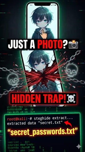 Never Download Photos from Strangers! 🚫#cybersecurity #ethicalhacking #steganography