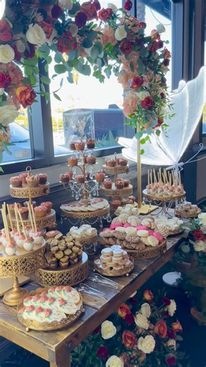 Bizzie Bee Creations || Event Decor and Styling on Instagram: "Rustic Wedding Dessert Table by @bizziebeecreations || Desserts provided by @bizziebeecreations , @dipd_n_dripd , @kelleyhartcustomcookies , and @simplywhipped.battersplatters #wedding #weddingsesserttable #desserttableideas #desserttable #bizziebeecreations"