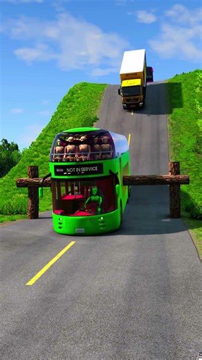 Long City Buses & Dump Truck vs Log Trap - BeamNG.drive #shorts #beamngdrive #beamng