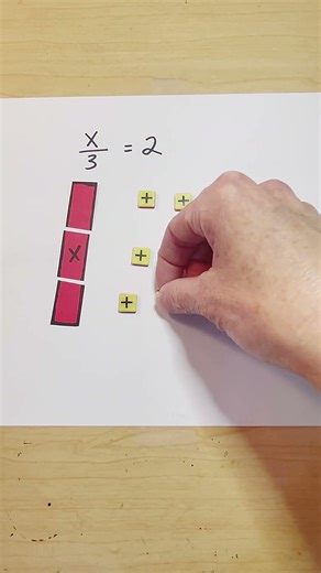 Solving x/3 = 2 using algebra tiles #algebra #algebratiles #mathteacher