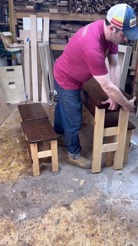 Space saving folding table and nesting benches ￼#woodworkingplans #tabledesign #woodworking