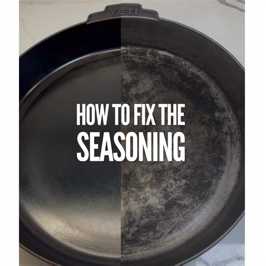 Back from the💀 Stovetop seasoning is a great way to build a strong and durable seasoning if your seasoning is looking janky or you just want to build more layers. Since the pan is huge it was harder to season the edges since it wasn’t under the direct heat (compared to the center) so I would adjust the skillet from time to time to the edge to try and get the temp higher. It wasn’t perfect (compared to my gorgeous pan) but pretty damn close. The seasoning will naturally build and blend in furthe