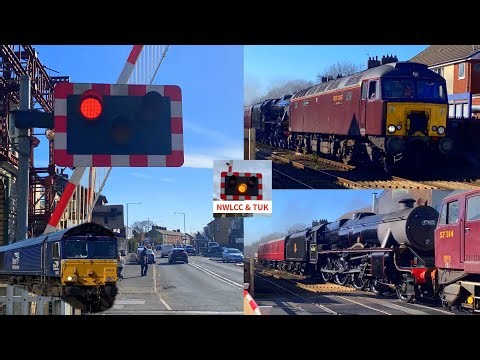 A Class 57 Dragging The Lancashire Fusilier at Bamber Bridge Level Crossing, Lancashire
