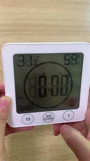 Multifunctional Digital Thermo-Hygrometer with Timer & Alarm Clock, Large LCD Display Temperature Humidity Meter for Home Office