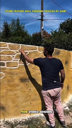 Stone Texture Wall Finishing Process by Hand.