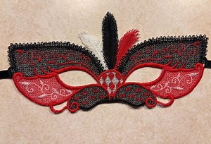 Mardi Gras Lace Masquerade Mask With Feathers and Ribbon Tie - Etsy