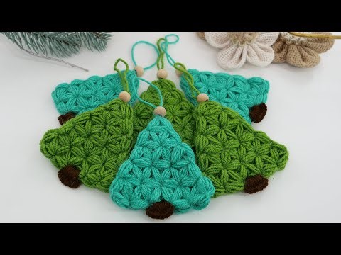 Christmas Tree Ornament in Jasmine Stitch 🎄 Crochet patterns !!SUBTITLES!!
