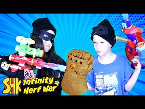 Infinity War Nerf: Infinity Gauntlet Battle! SuperHeroKids - Videos For Kids