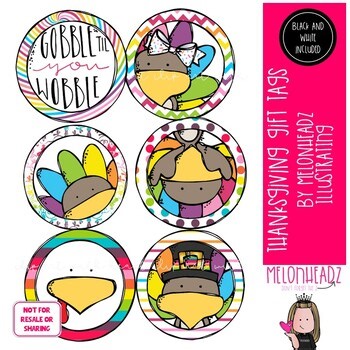 Thanksgiving gift tags clip art, turkey clip art, printable MINI