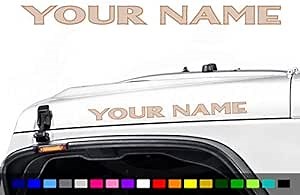 Unique Graphix - Custom Hood Decals JK Style 2 Lettering 1 Pair 2 Color Compatible with YJ CJ TJ JK JL and JT