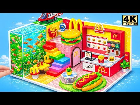 Build Miniature McDonalds House with Fish Tank Wall and Airplane on Rooftop 🍟🍔 DIY Miniature House