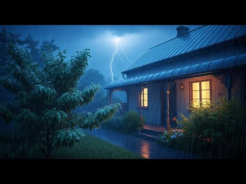 Cozy Rainfall by the Garden Gate 🌧️ | Night Lights & Calm Street Ambience 24/7 Live