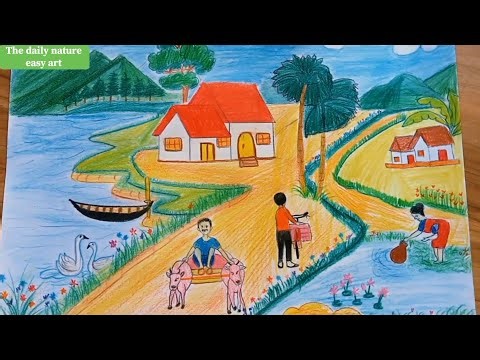 EASY Scenery Drawing ✏️ How to Draw a Landscape Step by Step for Beginners