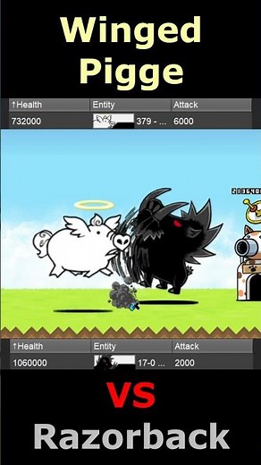 The Battle Cats Winged Pigge VS Razorback にゃんこ大戦争 天使ブッタ VS イノワール #にゃんこ大戦争 #bcu #battlecats
