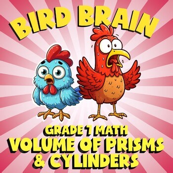 Volume of Prisms & Cylinders BIRD BRAIN Math Game - No Prep Grade 7 Review