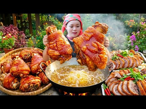 How To Make Fried Crispy Marinated Pork Leg to sell at the market with Huong