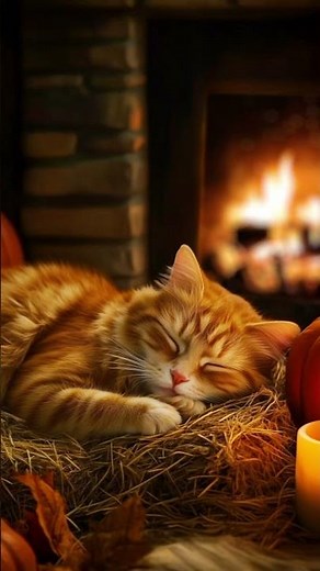 Warm Fire, Soft Purrs 🐾 Relax, Sleep, Unwind #cat #deepsleep